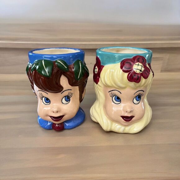 Peter Pan & Wendy Vintage Pottery Mugs Quirky & Cute Collectibles Excellent Cond - Picture 1 of 6